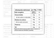 Plantilla de Etiqueta Nutricional