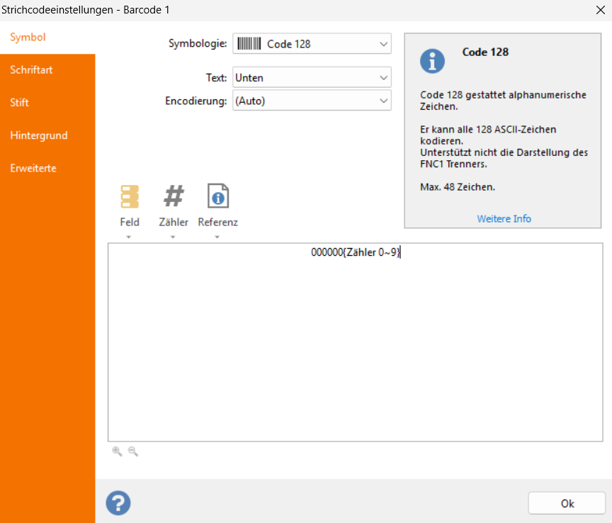 3) Klicken Sie auf Zähler 0-9, um das Einstellungsfenster zu öffnen. - Imgur